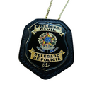 DISTINTIVO DELEGADO / SP PRETO + SUPORTE  + CORRENTE