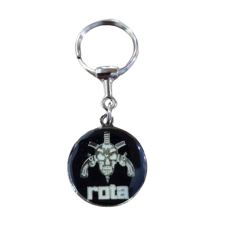 CHAVEIRO EM METAL REDONDO ROTA - PRETO E PRATA
