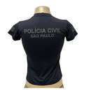 CAMISETA MANGA CURTA POLIAMIDA POLICIA CIVIL FEMININA PRETA NEGATIVA