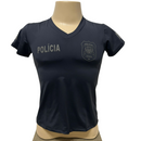 CAMISETA MANGA CURTA POLIAMIDA POLICIA CIVIL FEMININA PRETA NEGATIVA