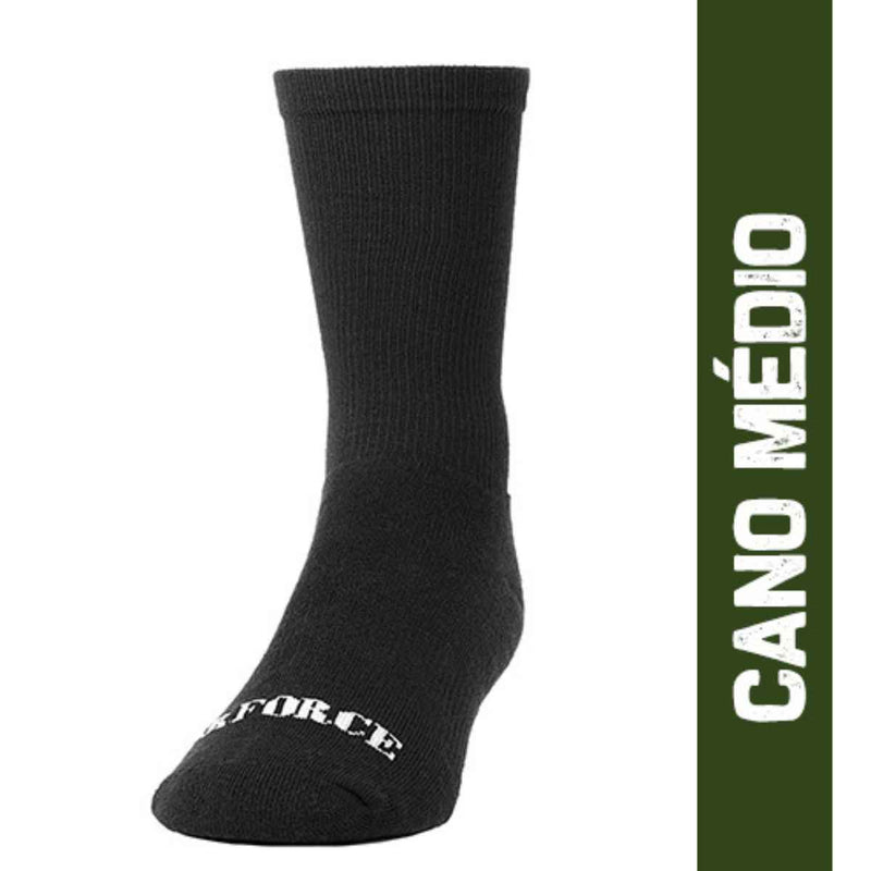MEIA TÁTICA COMBATE CANO MÉDIO PRETO - BRFORCE