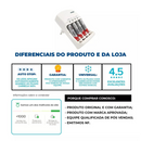 CARREGADOR DE PILHA C/ PILHAS - PALITO AAA E COMUM AA