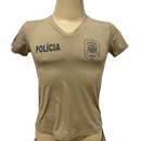 CAMISETA MANGA CURTA POLIAMIDA POLICIA CIVIL FEMININA CAQUI NEGATIVA