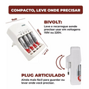 CARREGADOR DE PILHA C/ PILHAS - PALITO AAA E COMUM AA